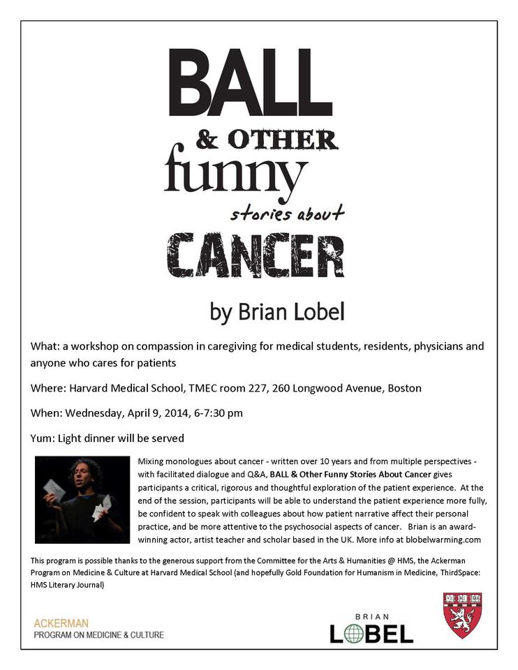 Ball & other funny stories about cancer workshop poster